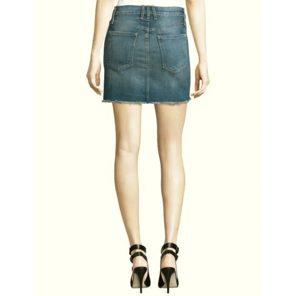 McGuire Deconstructed Denim Mini Skirt Stretchy Distressed Destroyed Ripped Jean